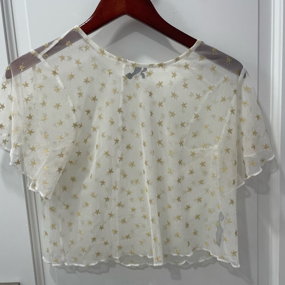 Mesh tshirt with gold star details